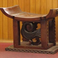 stool in dubois center where he is buried.JPG