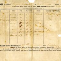 Ship Manifest of 9 Enslaved People Aboard the Steamship Galveston