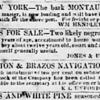 The Civilian and Galveston Gazette. (Galveston, Tex.), Vol. 13, Ed. 1, Tuesday, July 22, 1851 - Page_ 3 of 4 . Magnified. The Portal to Texas History-page-001.jpg